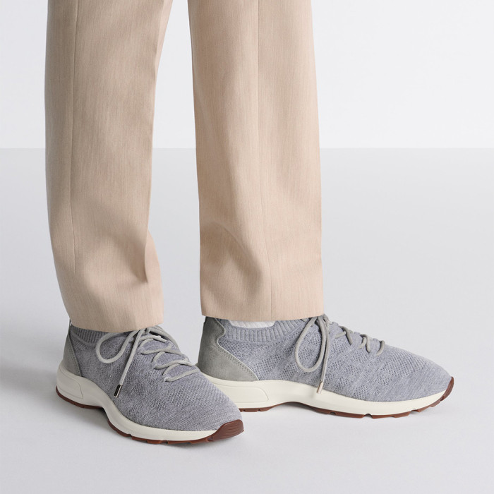 NIGO DIOR B80 Lounge Sneaker Dior Gray Cannage Cashmere Wool and Silk Knit with Dior Gray Suede#nigo336623