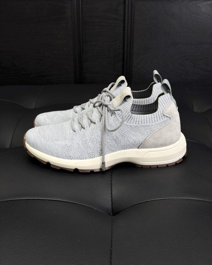 NIGO DIOR B80 Lounge Sneaker Dior Gray Cannage Cashmere Wool and Silk Knit with Dior Gray Suede#nigo336623