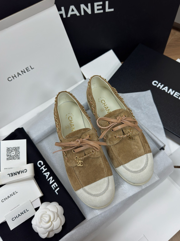 NIGO Chanel Moccasins Suede Calfskin Black Light Gray #nigo336618