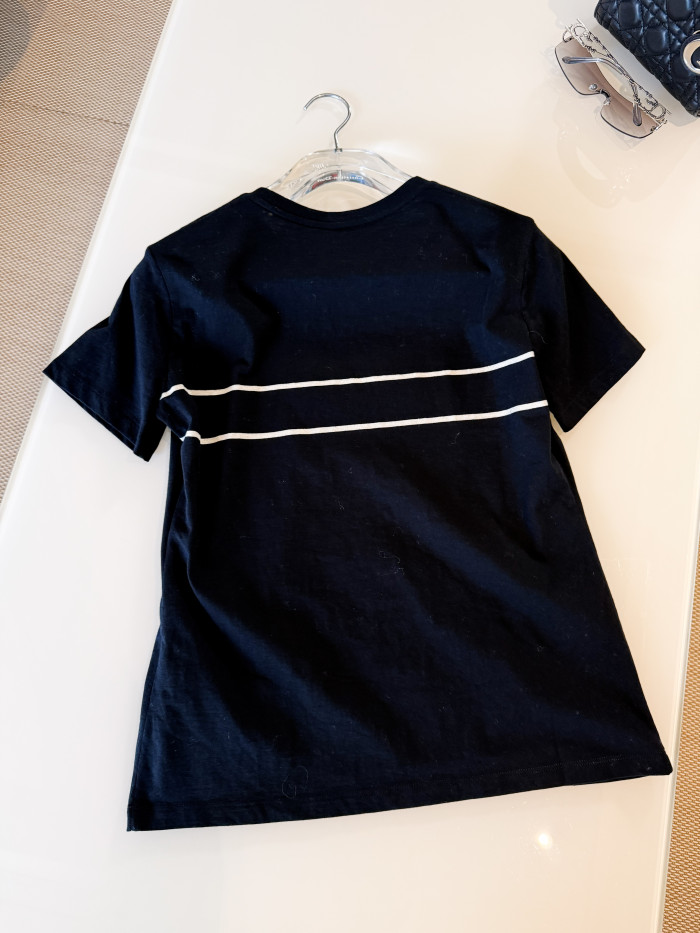 NIGO DIOR Embroidered T-Shirt Black and Gold-Tone Cotton Blend Jersey #nigo336628