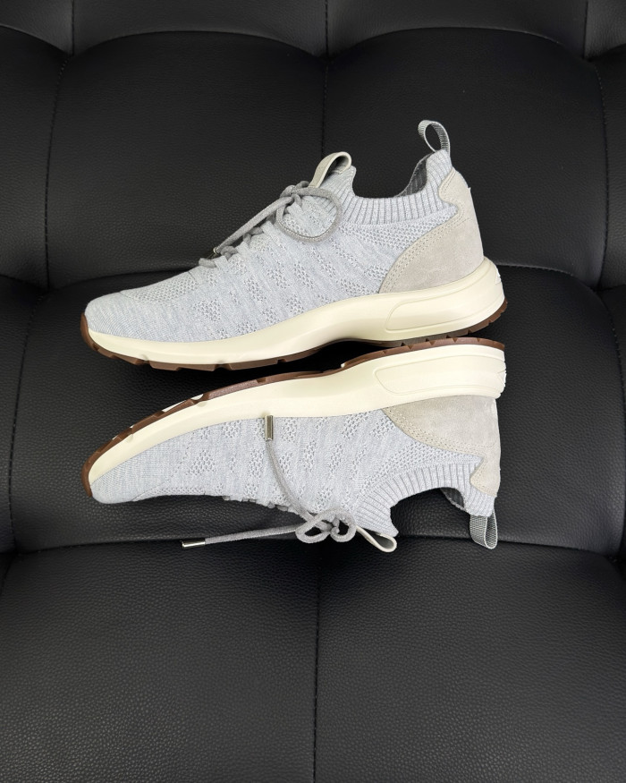 NIGO DIOR B80 Lounge Sneaker Dior Gray Cannage Cashmere Wool and Silk Knit with Dior Gray Suede#nigo336623