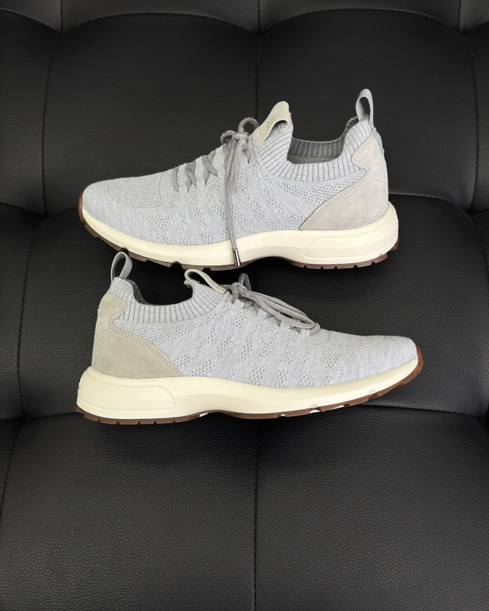 NIGO DIOR B80 Lounge Sneaker Dior Gray Cannage Cashmere Wool and Silk Knit with Dior Gray Suede#nigo336623
