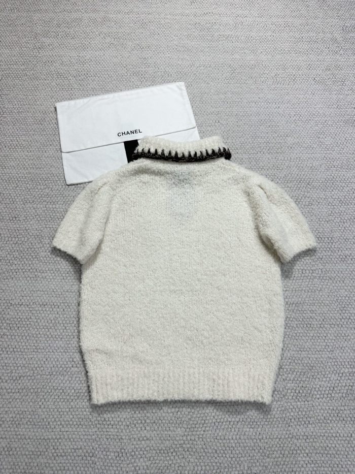 NIGO Chanel Top-Quality Version Short-sleeved Top Cashmere Alpaca White Brown #nigo336577
