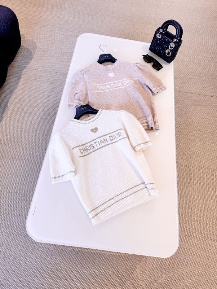 NIGO DIOR Short-Sleeved Sweater Ecru and Gold-Tone Virgin Wool-Cashmere Blend Knit #nigo335676