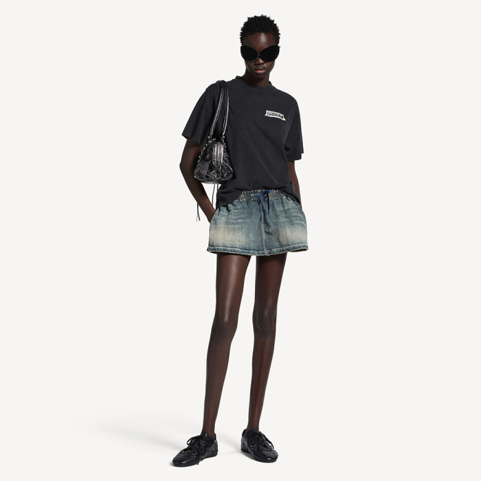NIGO Balenciaga Top-quality Version Women's Masking Tape T-shirt Medium Fit in Faded Black #nigo336738