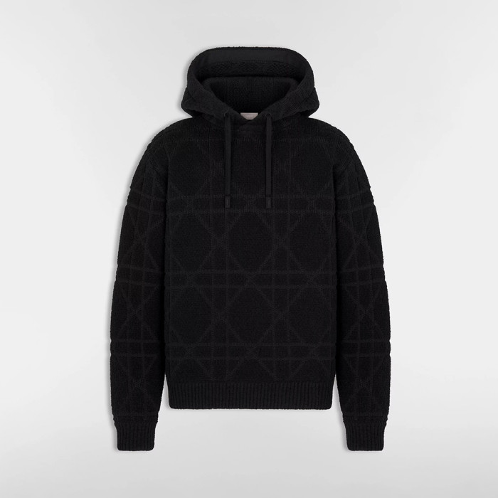 NIGO DIOR Cannage Hooded Sweatshirt Beige Cotton and Wool Blend Knit#nigo336735