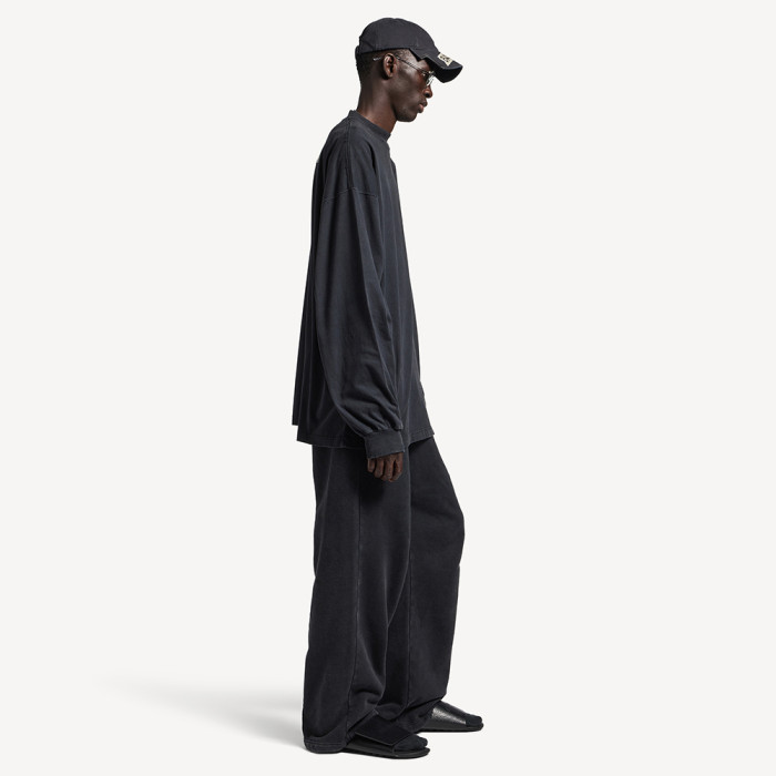 NIGO Balenciaga Top-quality Version Men's Masking Tape Long Sleeve T-shirt Large Fit in Faded Black #nigo336737