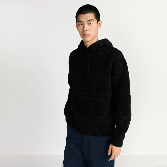 NIGO DIOR Cannage Hooded Sweatshirt Beige Cotton and Wool Blend Knit#nigo336735