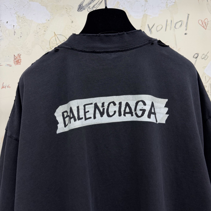 NIGO Balenciaga Top-quality Version Women's Masking Tape T-shirt Medium Fit in Faded Black #nigo336738