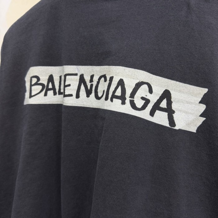 NIGO Balenciaga Top-quality Version Men's Masking Tape Long Sleeve T-shirt Large Fit in Faded Black #nigo336737