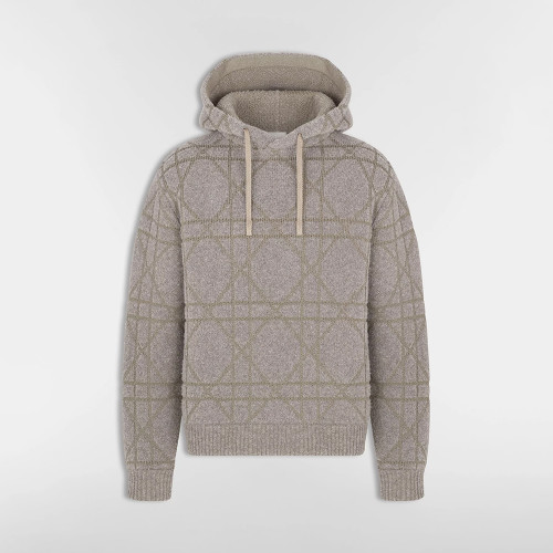 NIGO DIOR Cannage Hooded Sweatshirt Beige Cotton and Wool Blend Knit#nigo336735
