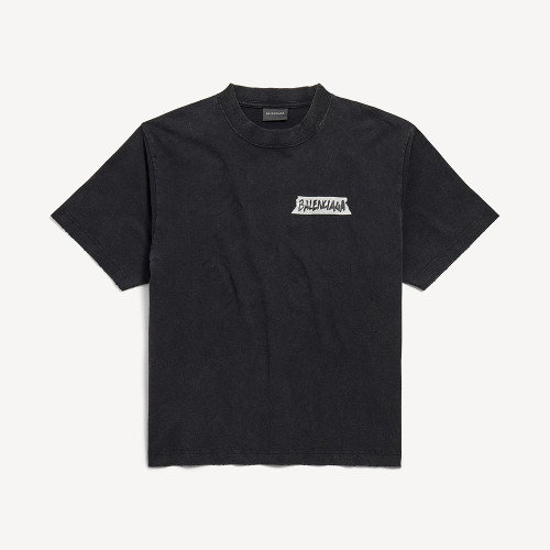 NIGO Balenciaga Top-quality Version Women's Masking Tape T-shirt Medium Fit in Faded Black #nigo336738