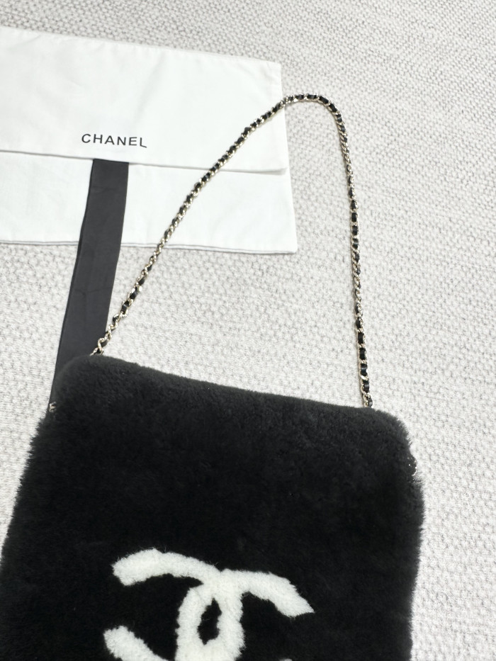 NIGO Chanel Top-quality Version Muff Shearling Lambskin Black Ecru #nigo336792