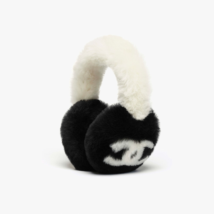 NIGO Chanel Top-quality Version Earmuffs Shearling Lambskin Black Ecru #nigo333992