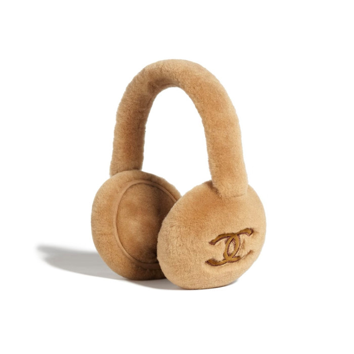 NIGO Chanel Top-quality Version Earmuffs Shearling Lambskin Black Ecru #nigo333992