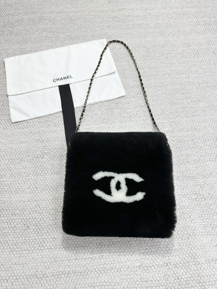 NIGO Chanel Top-quality Version Muff Shearling Lambskin Black Ecru #nigo336792