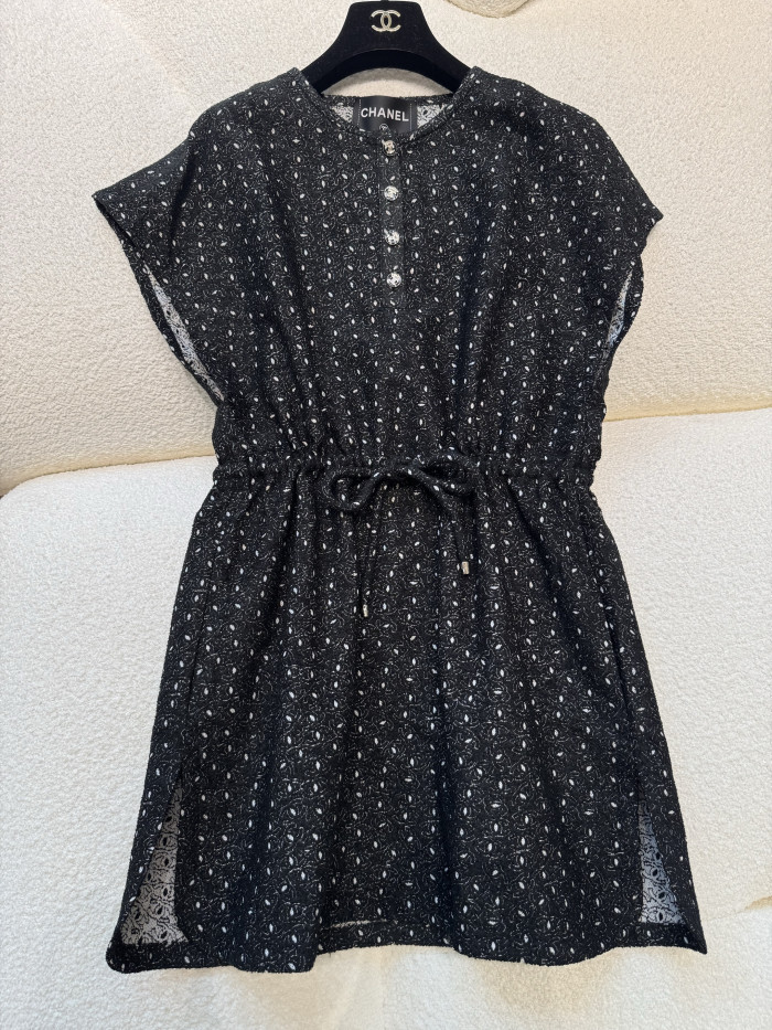 NIGO Chanel 25M Coco Beach Beach Series Round Neck Button First Embroidered Logo Short Sleeve Dress #nigo336789
