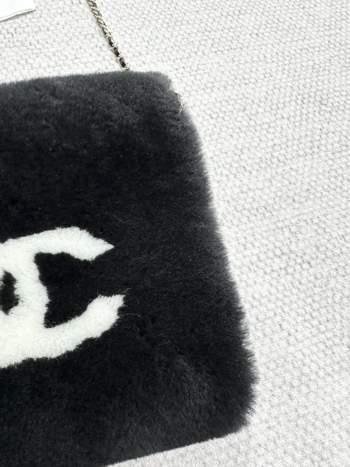 NIGO Chanel Top-quality Version Muff Shearling Lambskin Black Ecru #nigo336792