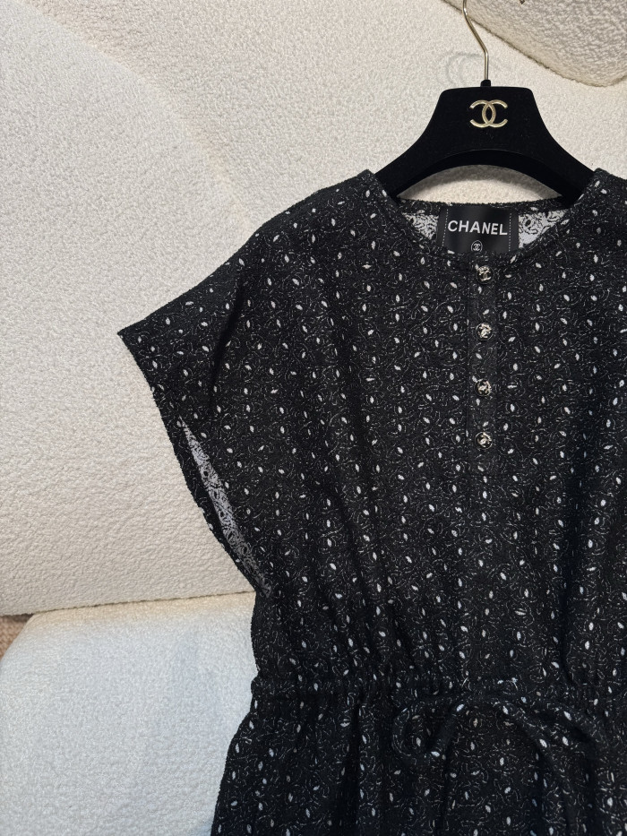 NIGO Chanel 25M Coco Beach Beach Series Round Neck Button First Embroidered Logo Short Sleeve Dress #nigo336789