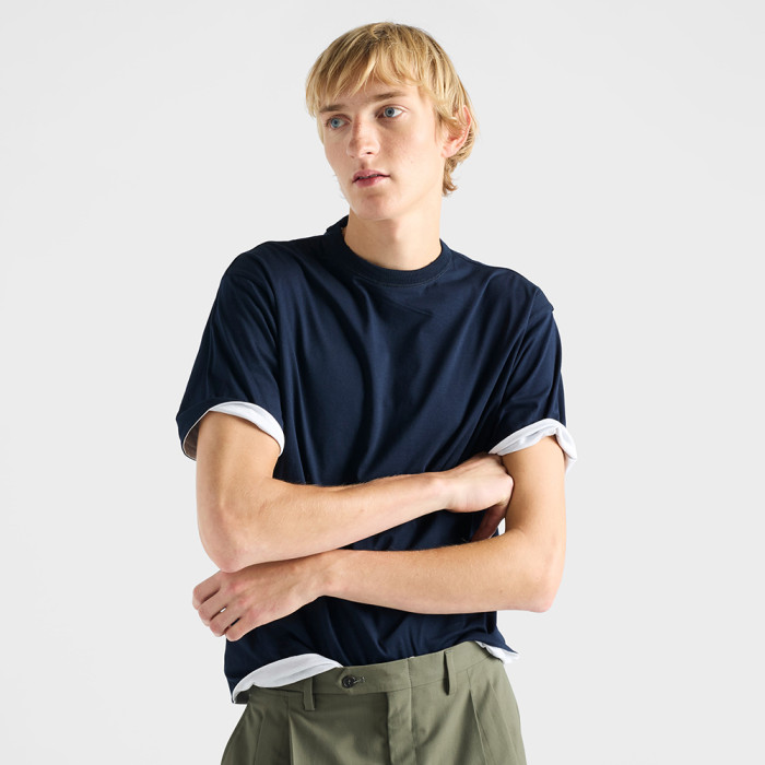NIGO Prada White navy Blue Reversible Cotton T-shirt #nigo336788