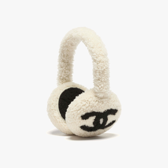 NIGO Chanel Top-quality Version Earmuffs Shearling Lambskin Black Ecru #nigo333992