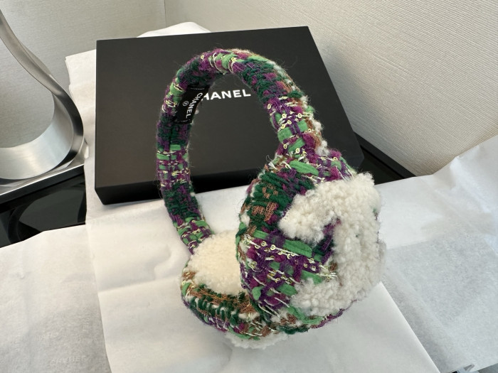 NIGO Chanel Top-quality Version Earmuffs Shearling Lambskin Black Ecru #nigo333992