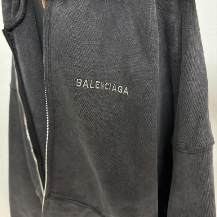 NIGO Balenciaga Men's Layered Zip-up Hoodie in Faded Black #nigo336823