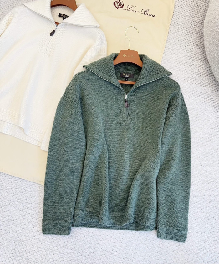 NIGO Loro Piana Carezza Sweater Cashmere Green Kelp Melange #nigo336654
