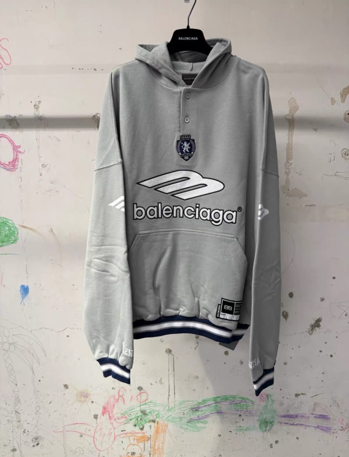 NIGO Balenciaga Top-quality Version Men's 3b Football Polo Hoodie in Grey white #nigo336845
