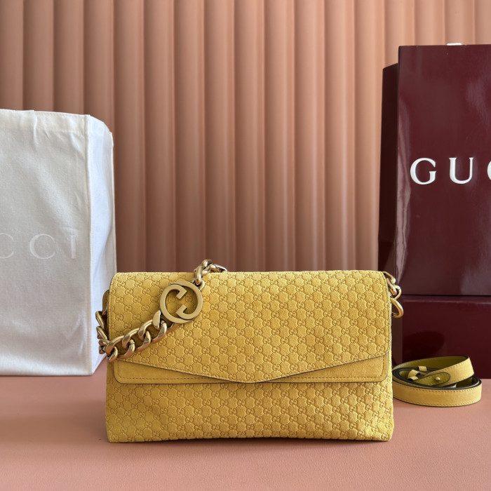 NIGO Gucci Medium shoulder bag with chain in black GG leather #nigo336824