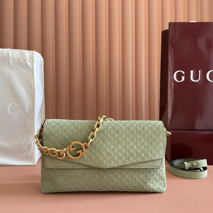 NIGO Gucci Medium shoulder bag with chain in black GG leather #nigo336824