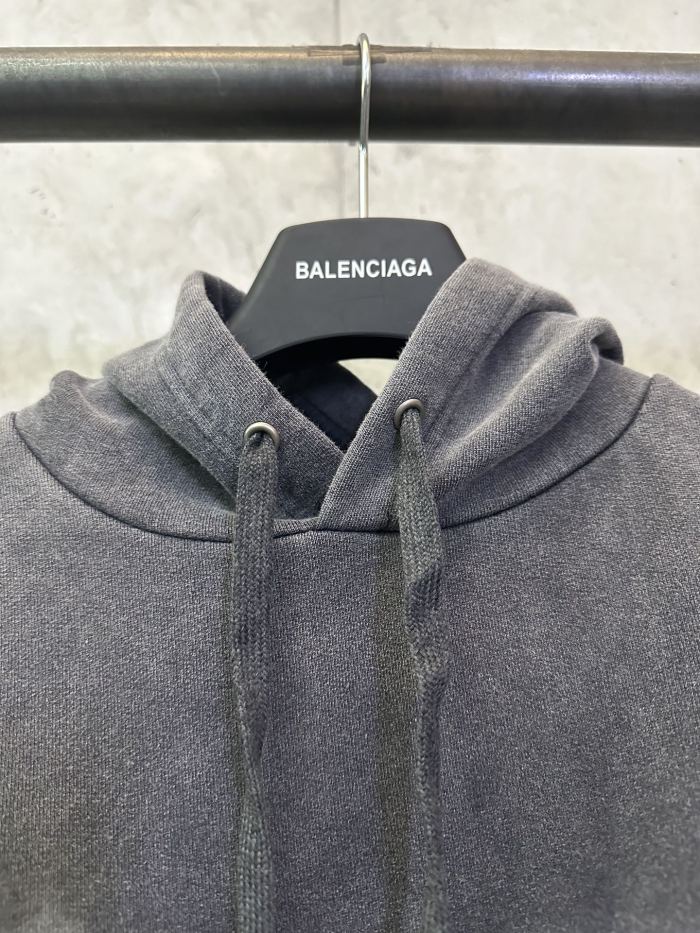 NIGO Balenciaga Men's Washed Crayon Loop Oversized Hoodie in Washed Black White #nigo336853