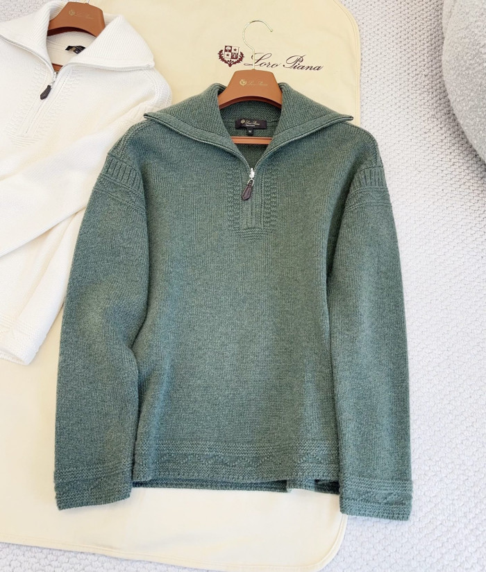 NIGO Loro Piana Carezza Sweater Cashmere Green Kelp Melange #nigo336654