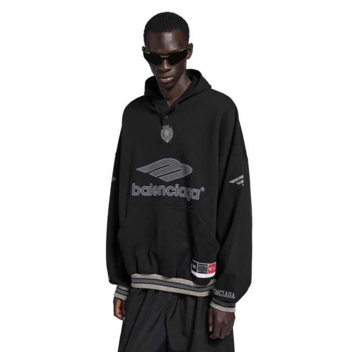 NIGO Balenciaga Top-quality Version Men's 3b Football Polo Hoodie in Grey white #nigo336845