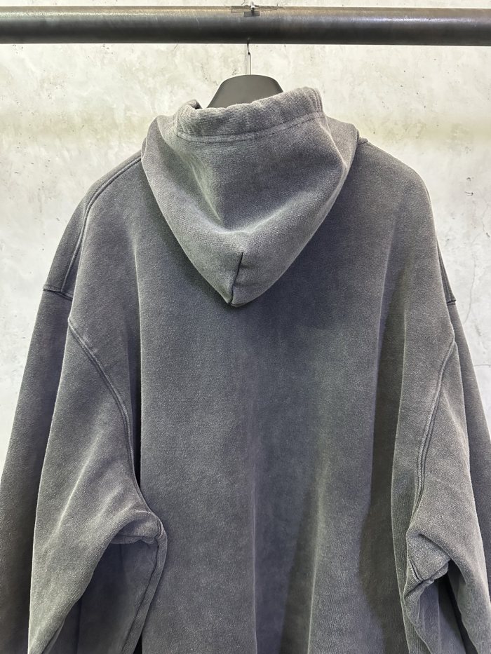 NIGO Balenciaga Men's Washed Crayon Loop Oversized Hoodie in Washed Black White #nigo336853
