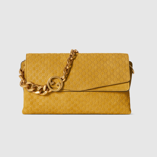 NIGO Gucci Medium shoulder bag with chain in black GG leather #nigo336824