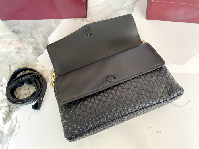 NIGO Gucci Medium shoulder bag with chain in black GG leather #nigo336824