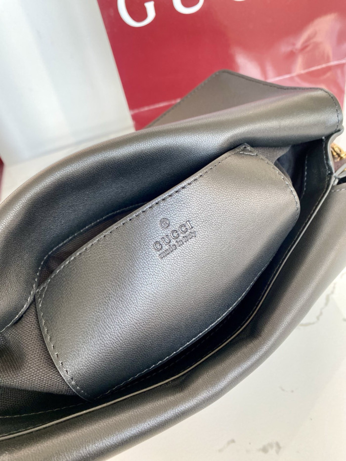 NIGO Gucci Medium shoulder bag with chain in black GG leather #nigo336824