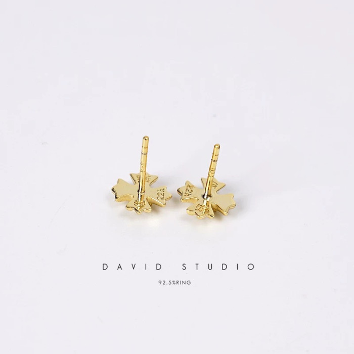 NIGO Chrome Hearts Sterling Silver Gold Plated Diamond Cross Earrings #nigo336941