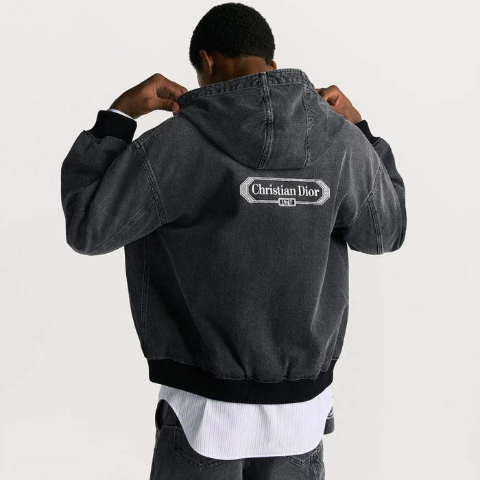 NIGO DIOR CD Box Hooded Blouson Jacket Gray Cotton Twill #nigo336938