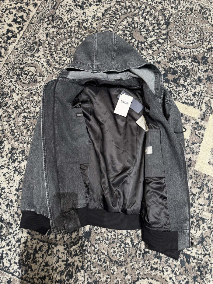 NIGO DIOR CD Box Hooded Blouson Jacket Gray Cotton Twill #nigo336938