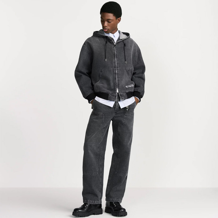 NIGO DIOR CD Box Hooded Blouson Jacket Gray Cotton Twill #nigo336938