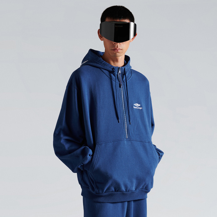 NIGO Balenciaga Top-quality Version Men's 3b Sports Icon Half-zip Hoodie in Washed #nigo336946