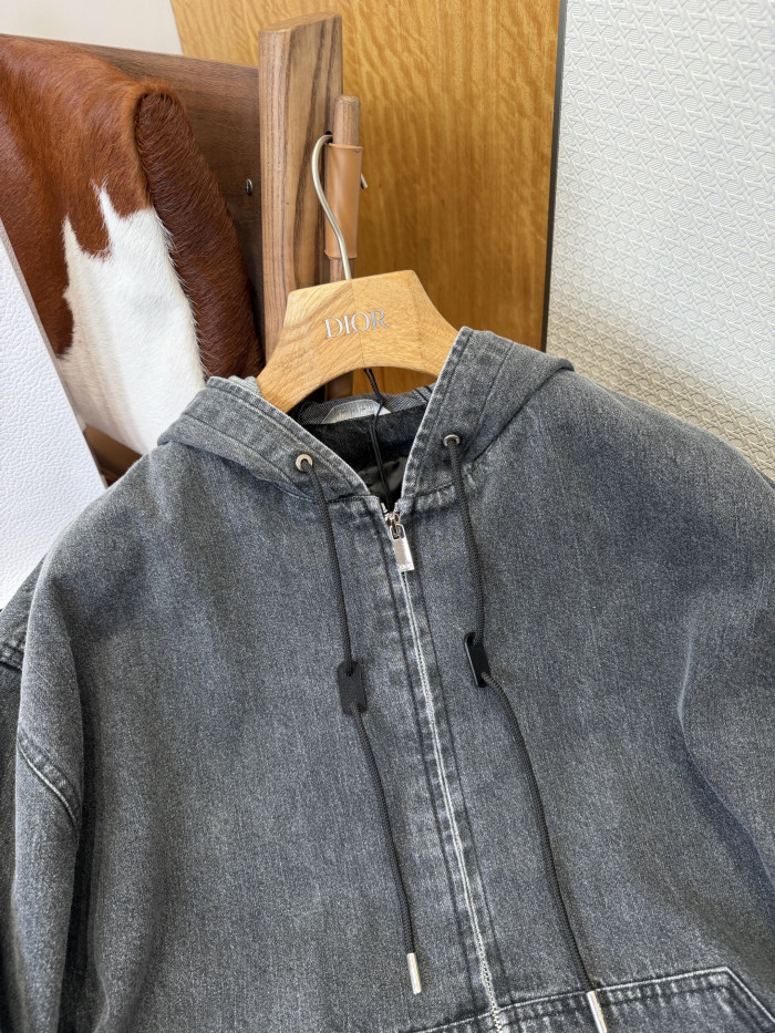 NIGO DIOR CD Box Hooded Blouson Jacket Gray Cotton Twill #nigo336938