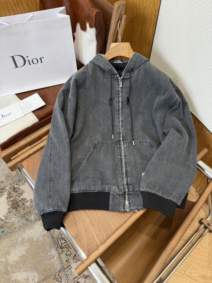 NIGO DIOR CD Box Hooded Blouson Jacket Gray Cotton Twill #nigo336938