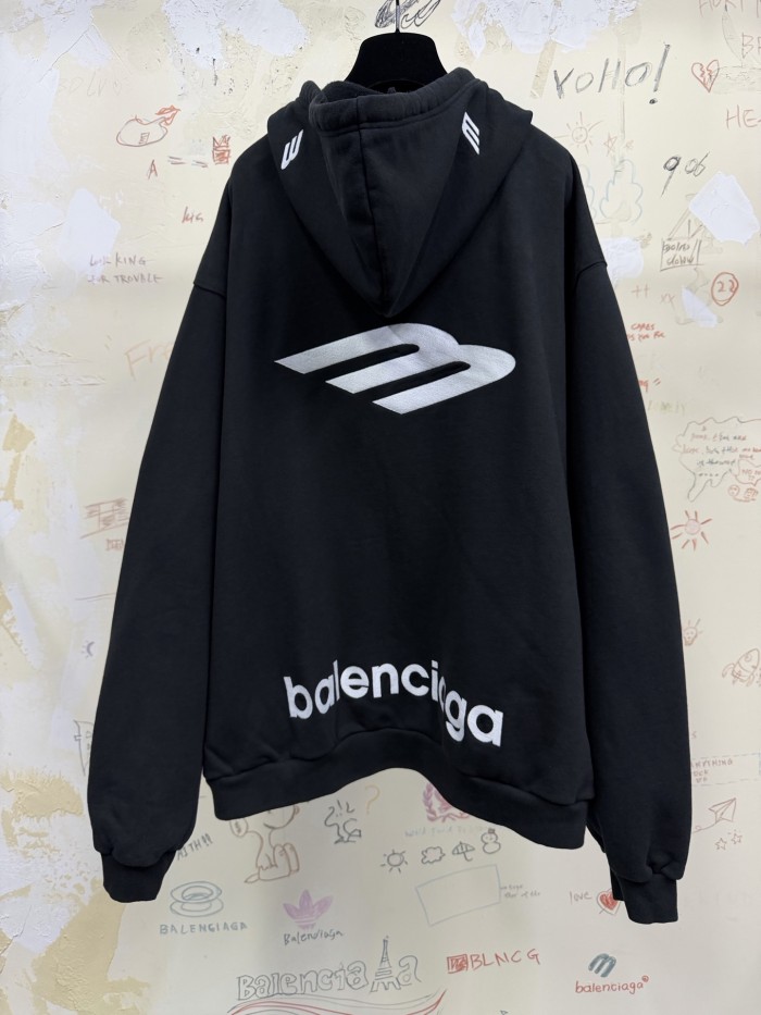 NIGO Balenciaga Top-quality Version Men's 3b Sports Icon Half-zip Hoodie in Washed #nigo336946