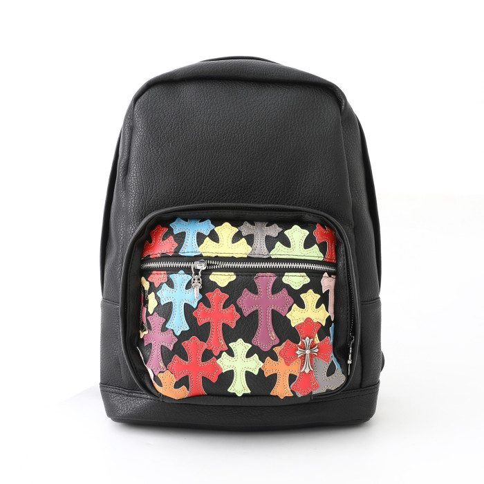 NIGO Chrome Hearts Solid Color Leather Zipper Leather Backpack Backpack #nigo336982