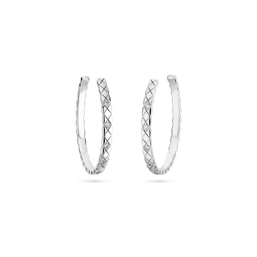 NIGO Chanel Coco Crush Hoop Earrings White Gold J12094 #nigo336970