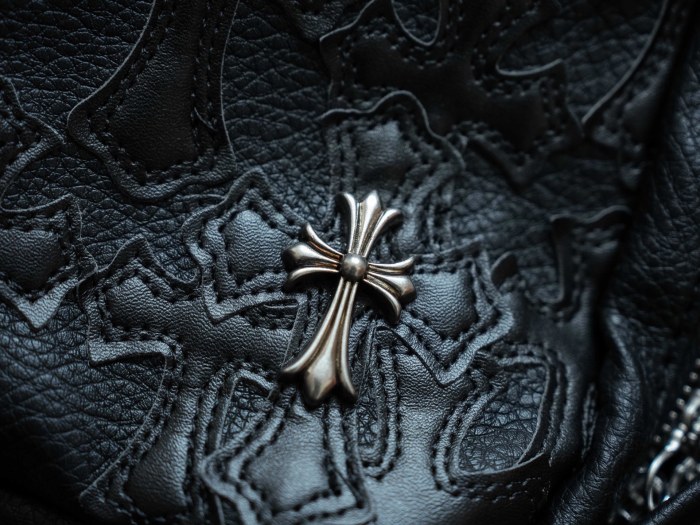 NIGO Chrome Hearts Solid Color Leather Zipper Leather Backpack Backpack #nigo336982
