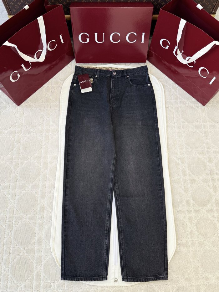 NIGO Gucci Washed Cotton Denim Shirt Pants in Black #nigo336977